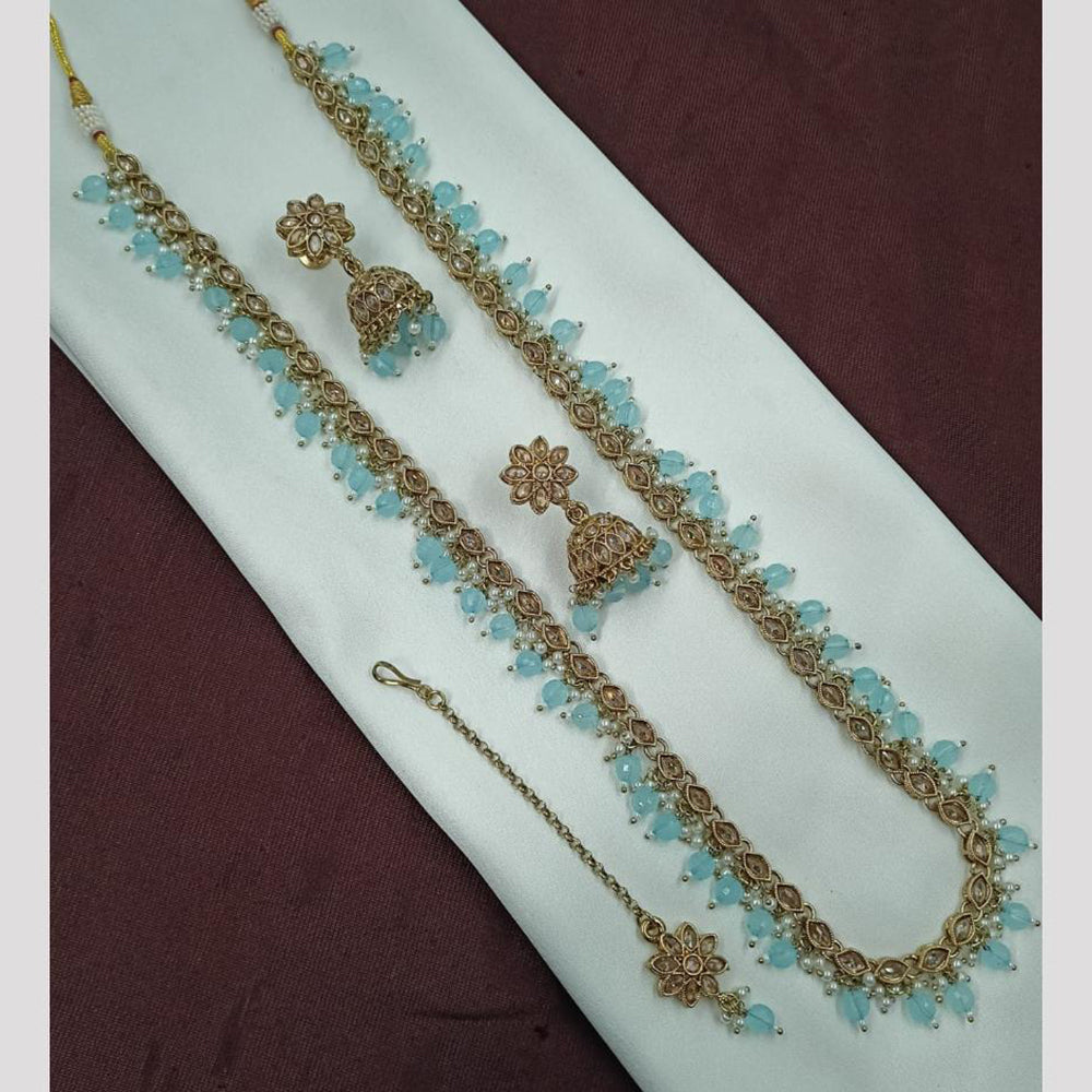 NAFJ Luxe Crystal And Pearl Long Necklace Set Elegant Sparklr For Every Ocssions