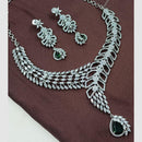 NAFJ Rhodium Plated Glamorous Sparkling American Diamond Necklace Set