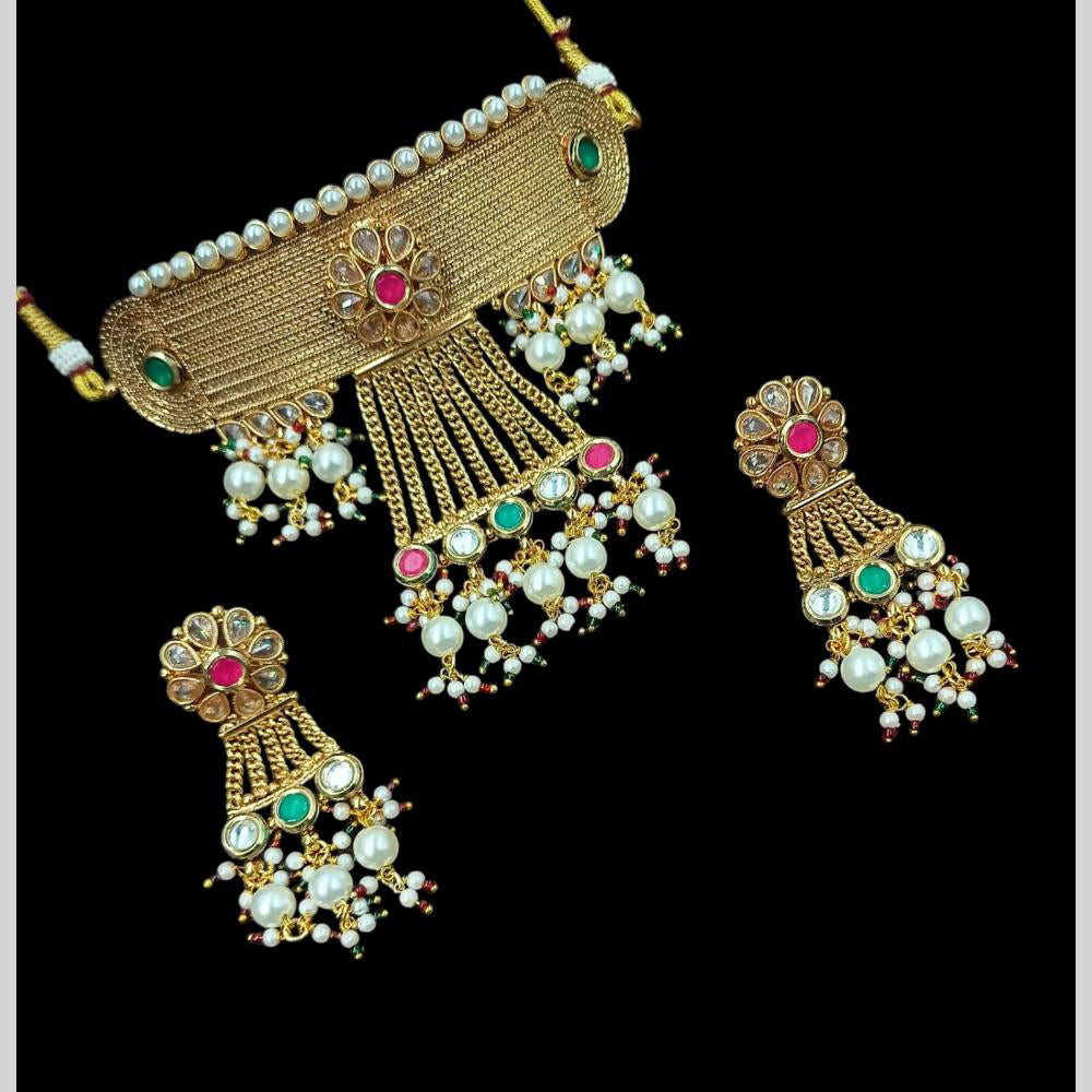NAFJ Pota Stone And Pearl Choker Necklace Set