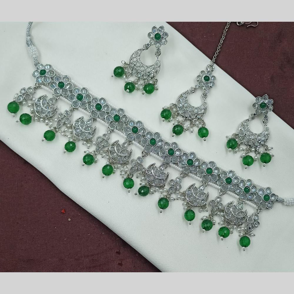 NAFJ Crystal Stone Pearl  And Beads Necklace Set