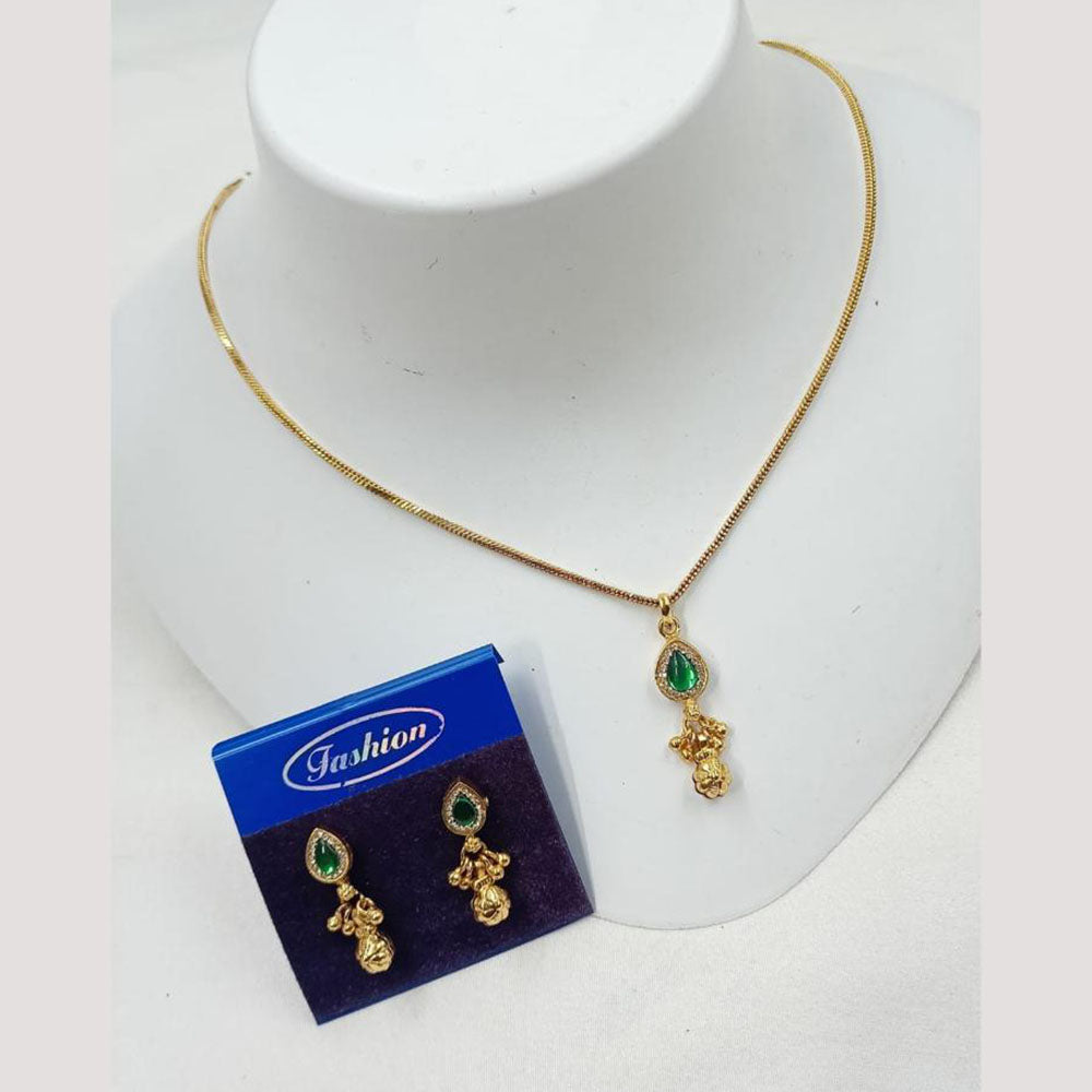NAFJ Elegant Pota Stone And Austrian Stone Chain Pendant Set