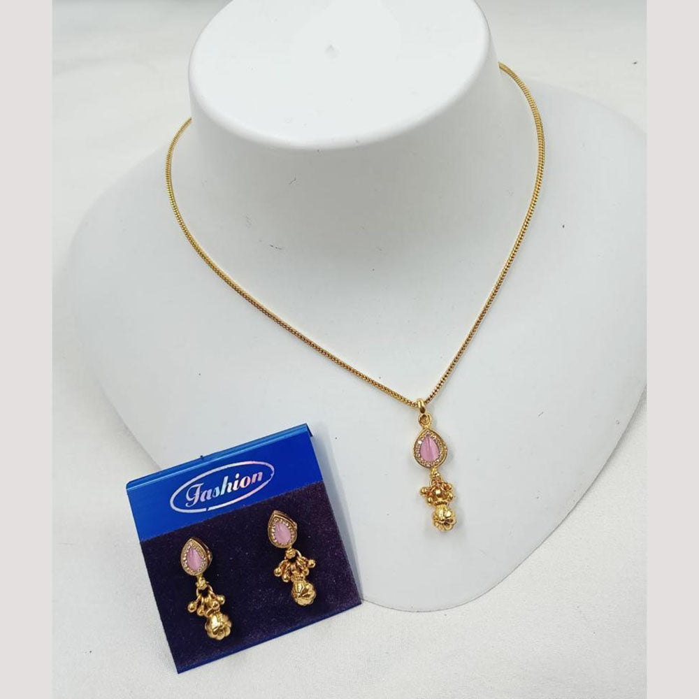 NAFJ Elegant Pota Stone And Austrian Stone Chain Pendant Set