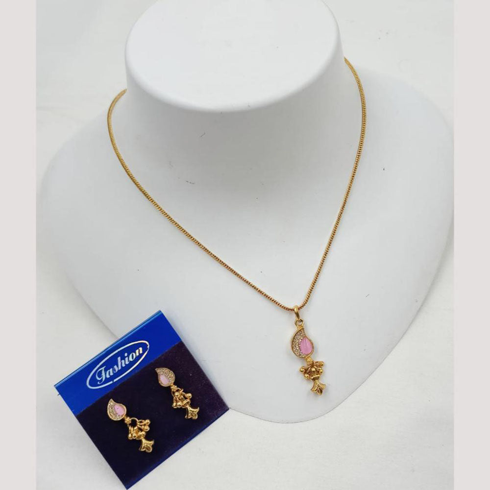 NAFJ Elegant Pota Stone And Austrian Stone Chain Pendant Set
