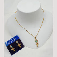 NAFJ Elegant Pota Stone And Austrian Stone Chain Pendant Set