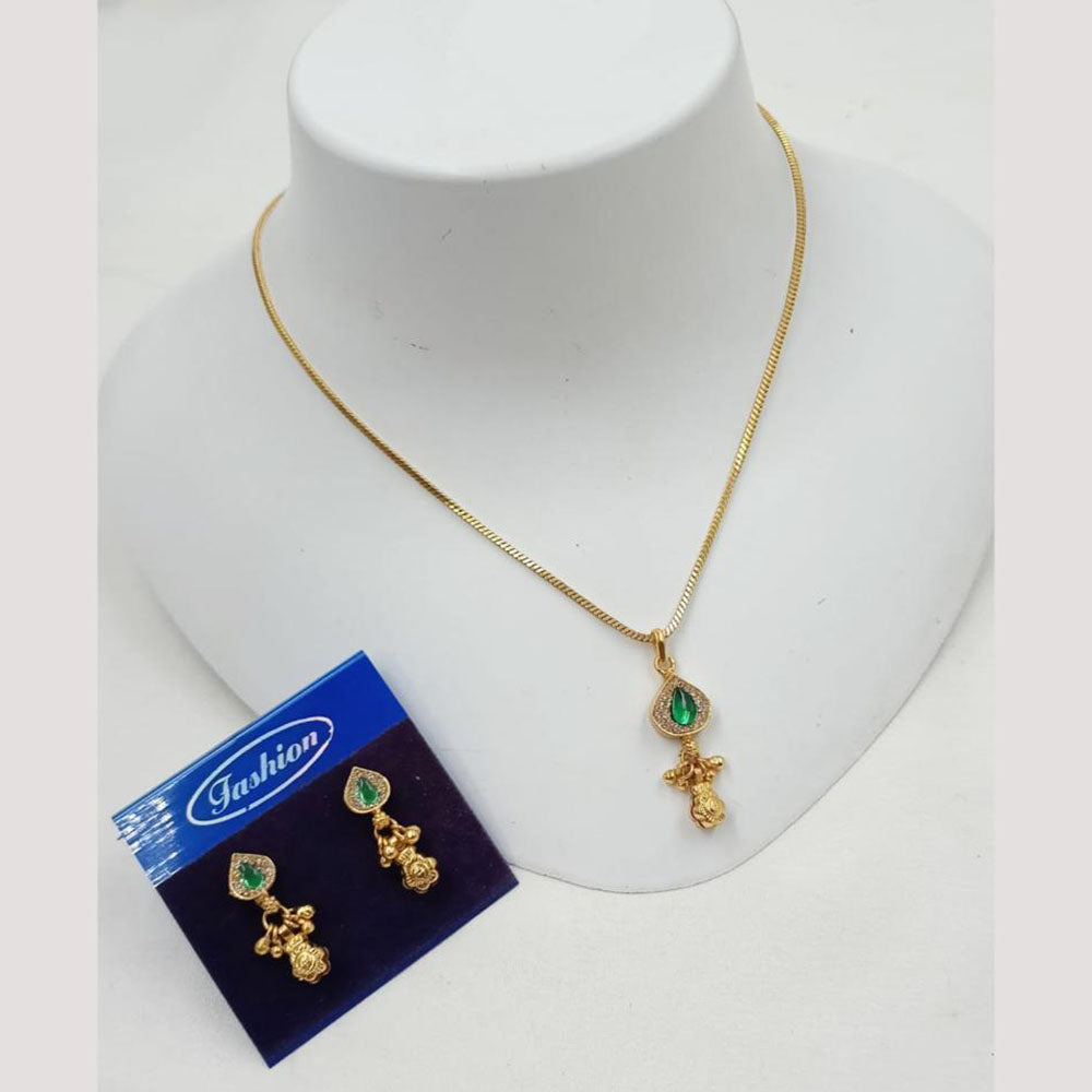 NAFJ Elegant Pota Stone And Austrian Stone Chain Pendant Set