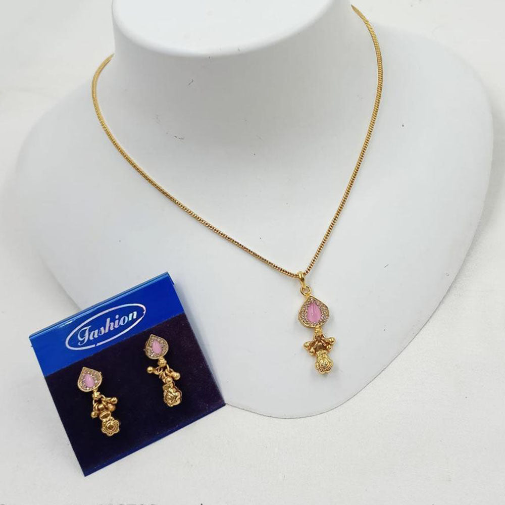 NAFJ Elegant Pota Stone And Austrian Stone Chain Pendant Set