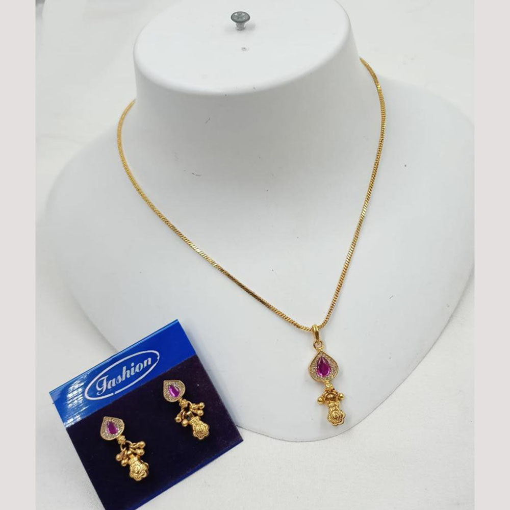 NAFJ Elegant Pota Stone And Austrian Stone Chain Pendant Set