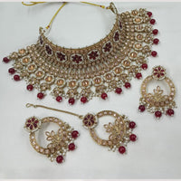 NAFJ Elegant Crystal Stone Pearl And Beads Choker Necklace Set