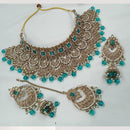 NAFJ Elegant Crystal Stone Pearl And Beads Choker Necklace Set