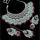 NAFJ Elegant Crystal Stone Pearl And Beads Choker Necklace Set