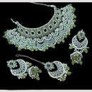 NAFJ Elegant Crystal Stone Pearl And Beads Choker Necklace Set