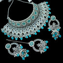 NAFJ Elegant Crystal Stone Pearl And Beads Choker Necklace Set