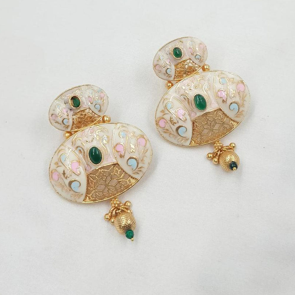NAFJ Royal Meenakari Dangler Earrings with Drop Beads