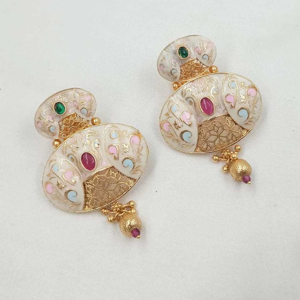 NAFJ Royal Meenakari Dangler Earrings with Drop Beads
