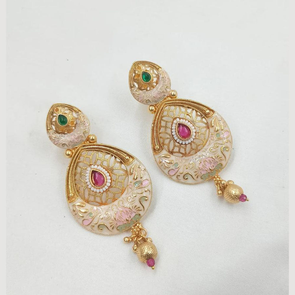 NAFJ Traditional Teardrop Meenakari Dangler Earrings