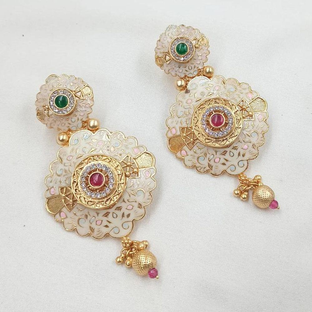 NAFJ Traditional Floral Meenakari Dangler Earrings