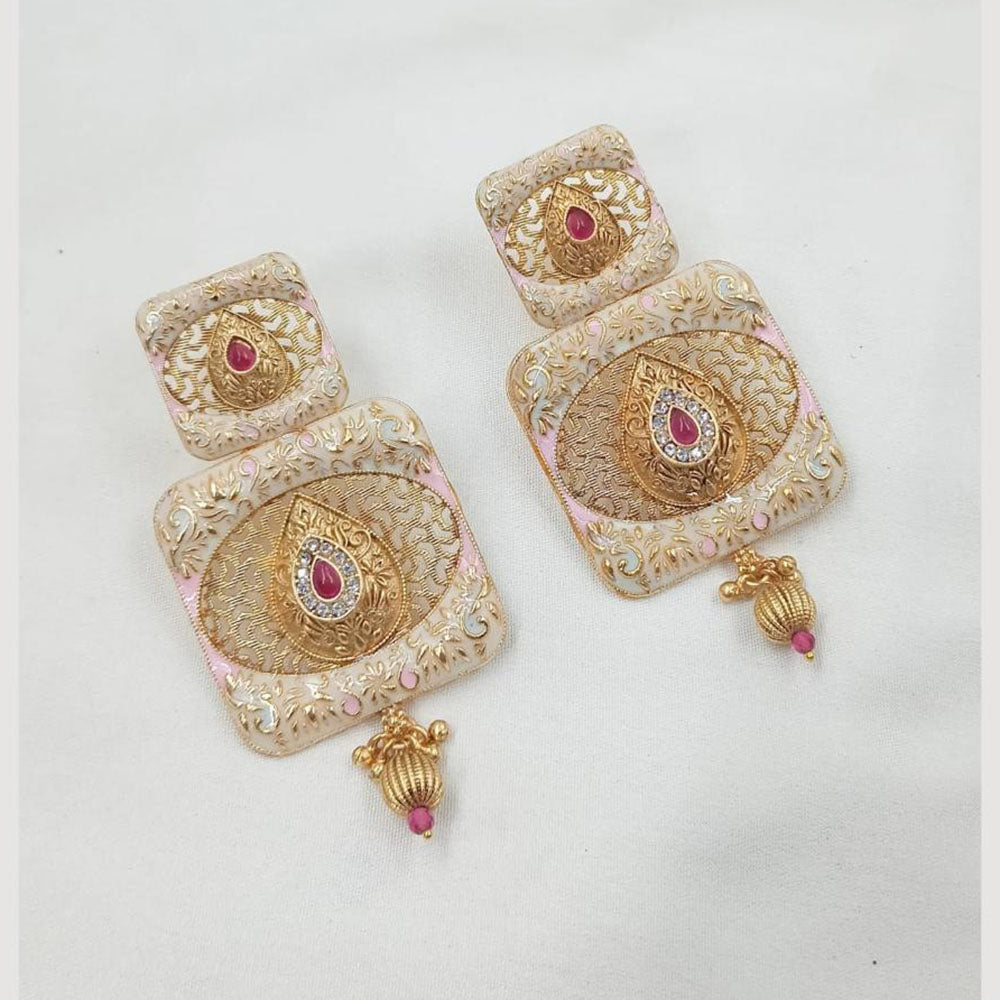 NAFJ Royal Meenakari Dangler Earrings with Drop Beads