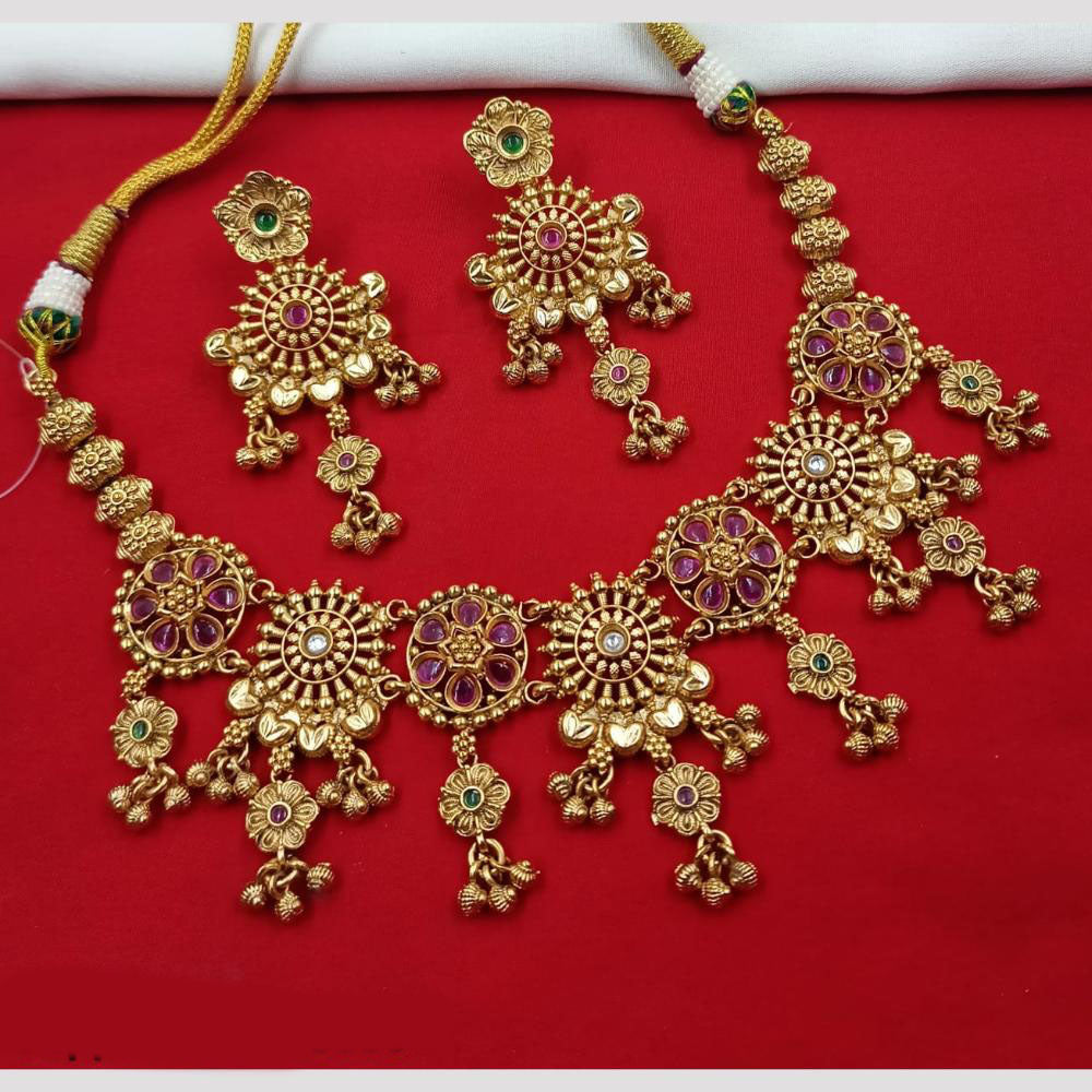 NAFJ Pota Stone Necklace Set with Antique Copper Plating