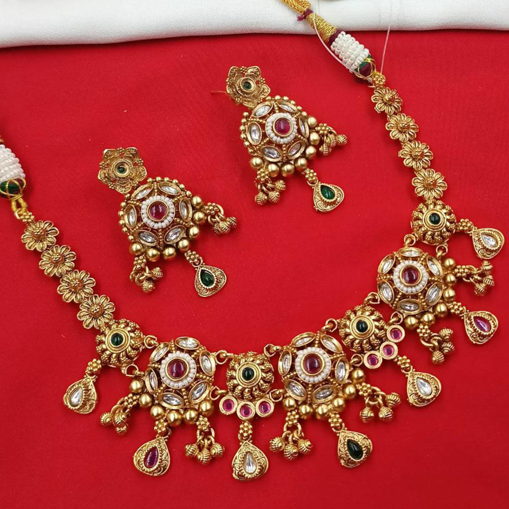 NAFJ Pota Stone Necklace Set with Antique Copper Plating