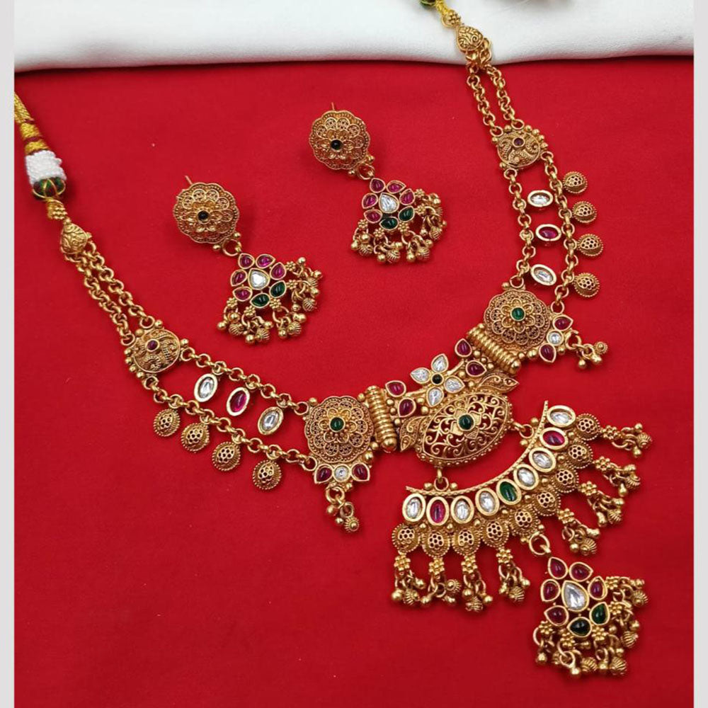 NAFJ Pota Stone Necklace Set with Antique Copper Plating