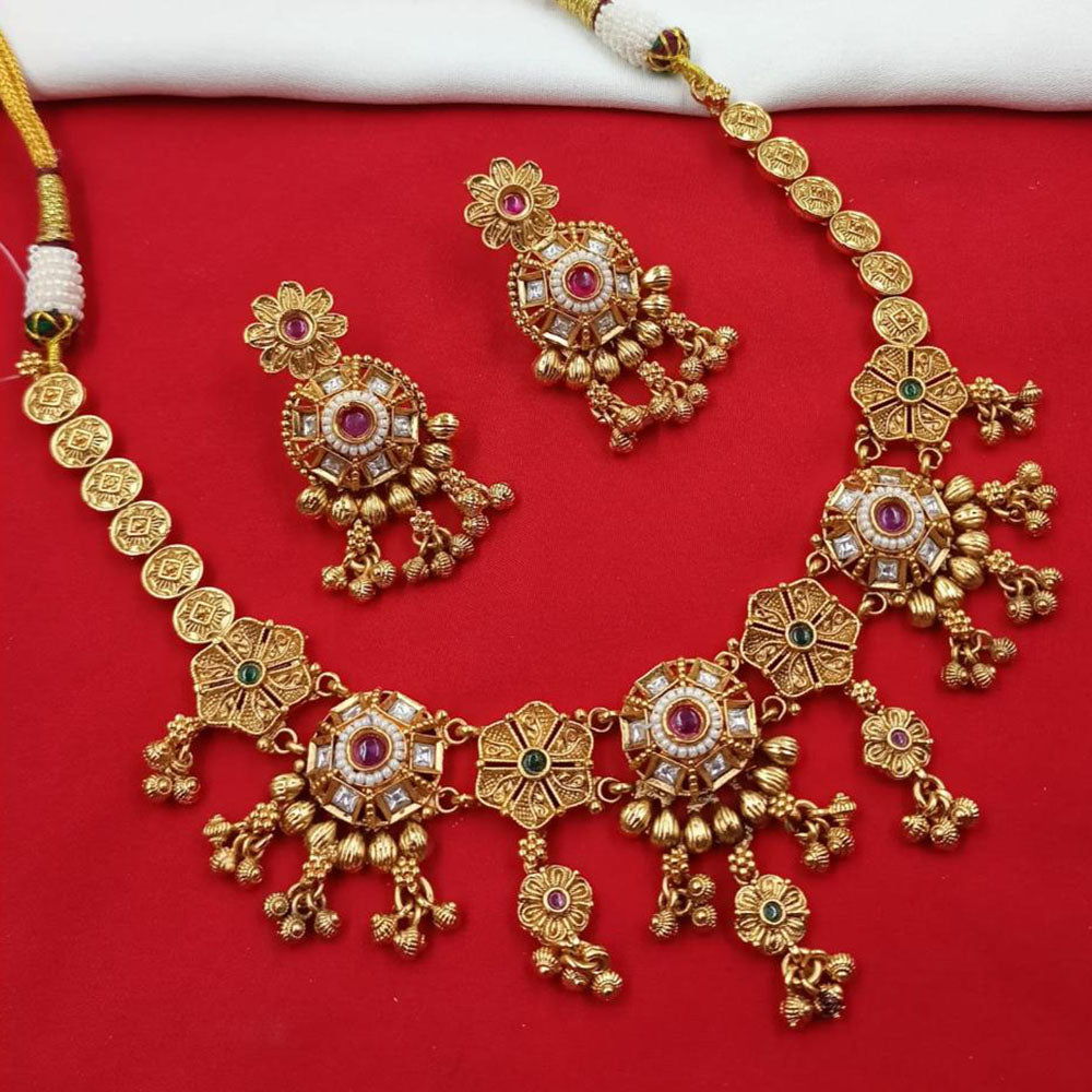 NAFJ Pota Stone Necklace Set with Antique Copper Plating