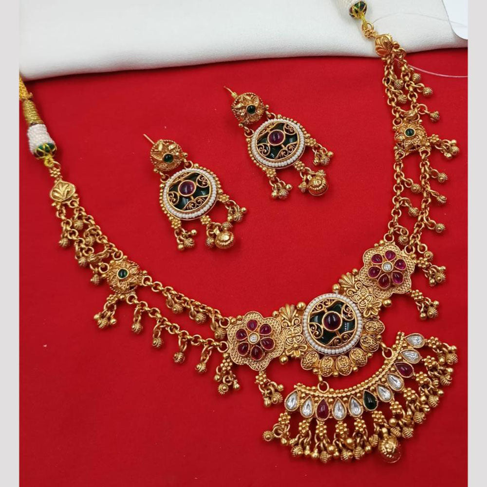 NAFJ Pota Stone Necklace Set with Antique Copper Plating
