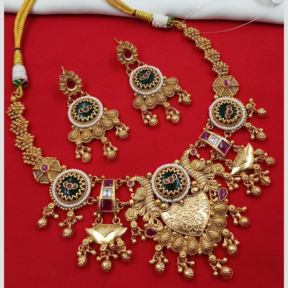NAFJ Pota Stone Necklace Set with Antique Copper Plating