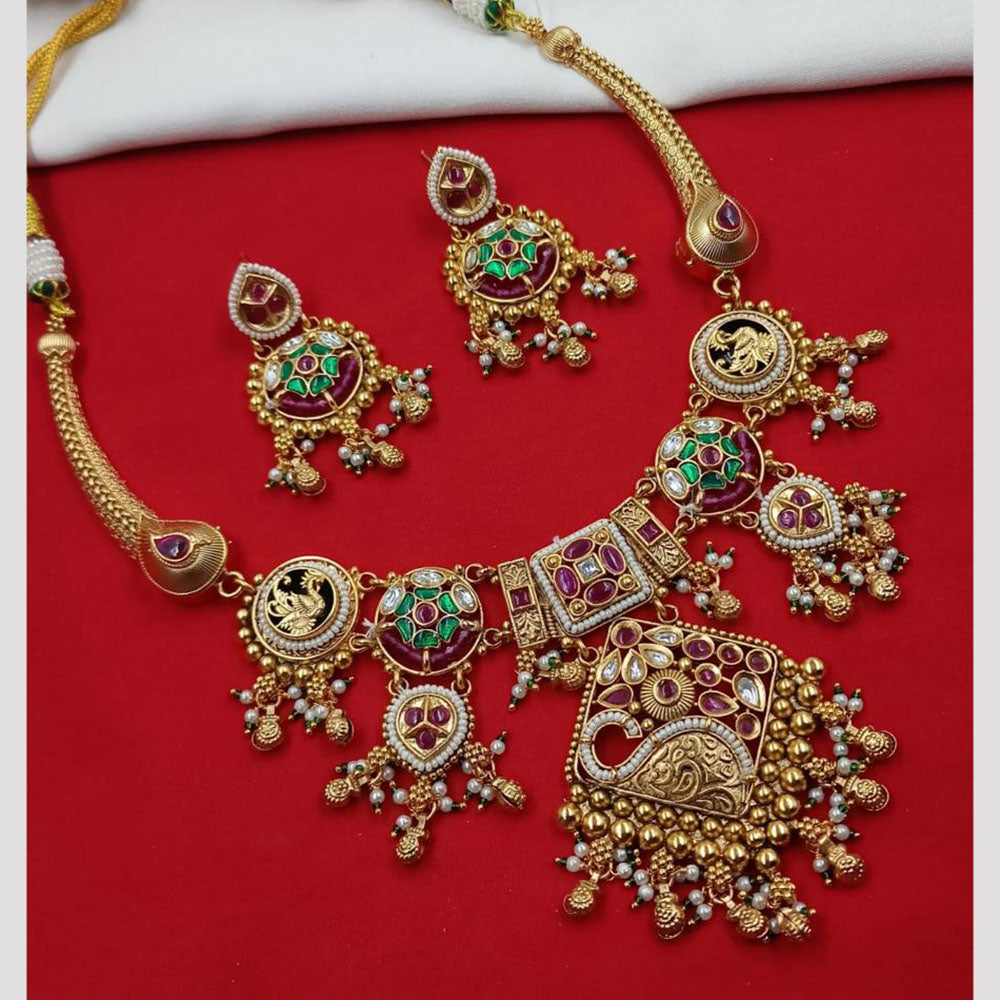 NAFJ Pota Stone Necklace Set with Antique Copper Plating