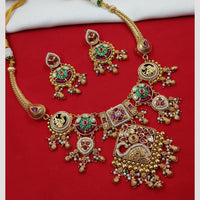NAFJ Pota Stone Necklace Set with Antique Copper Plating