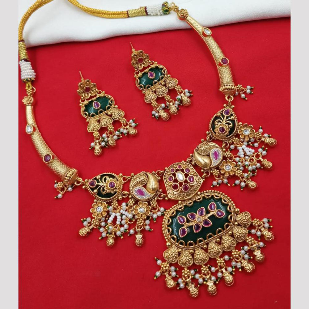 NAFJ Pota Stone Necklace Set with Antique Copper Plating