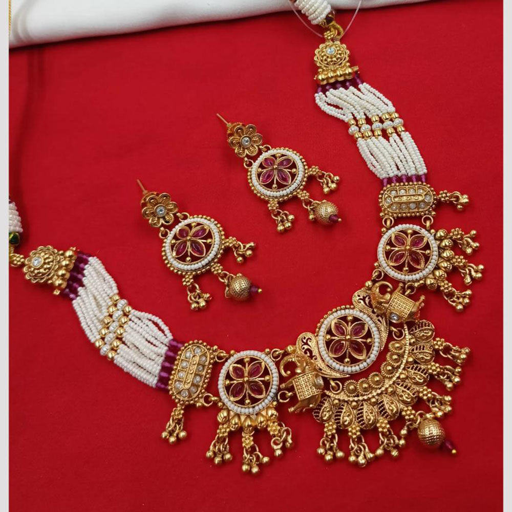 NAFJ Pota Stone Necklace Set with Antique Copper Plating