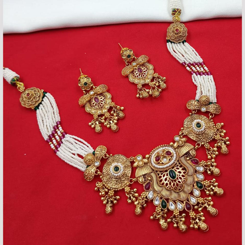 NAFJ Pota Stone Necklace Set with Antique Copper Plating