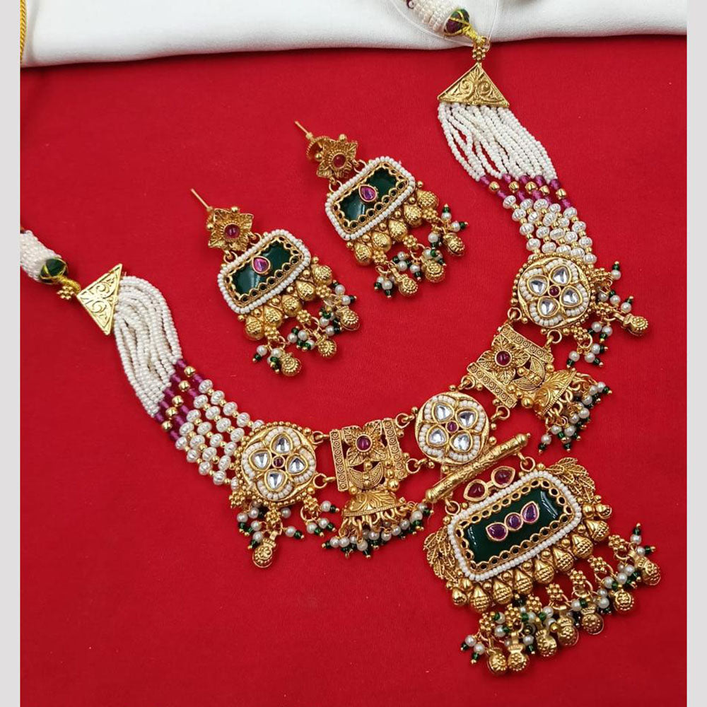 NAFJ Pota Stone Necklace Set with Antique Copper Plating