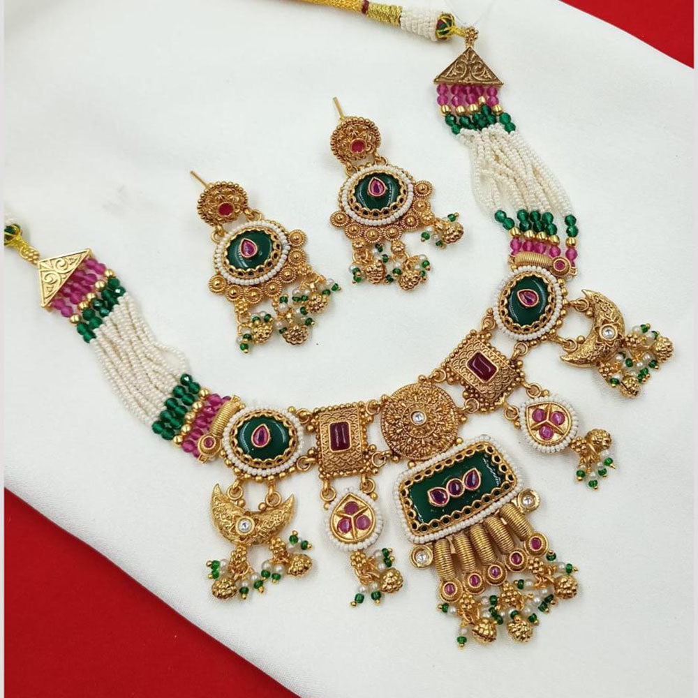 NAFJ Pota Stone Necklace Set with Antique Copper Plating