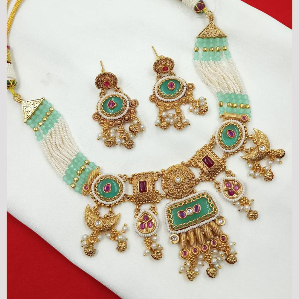 NAFJ Pota Stone Necklace Set with Antique Copper Plating