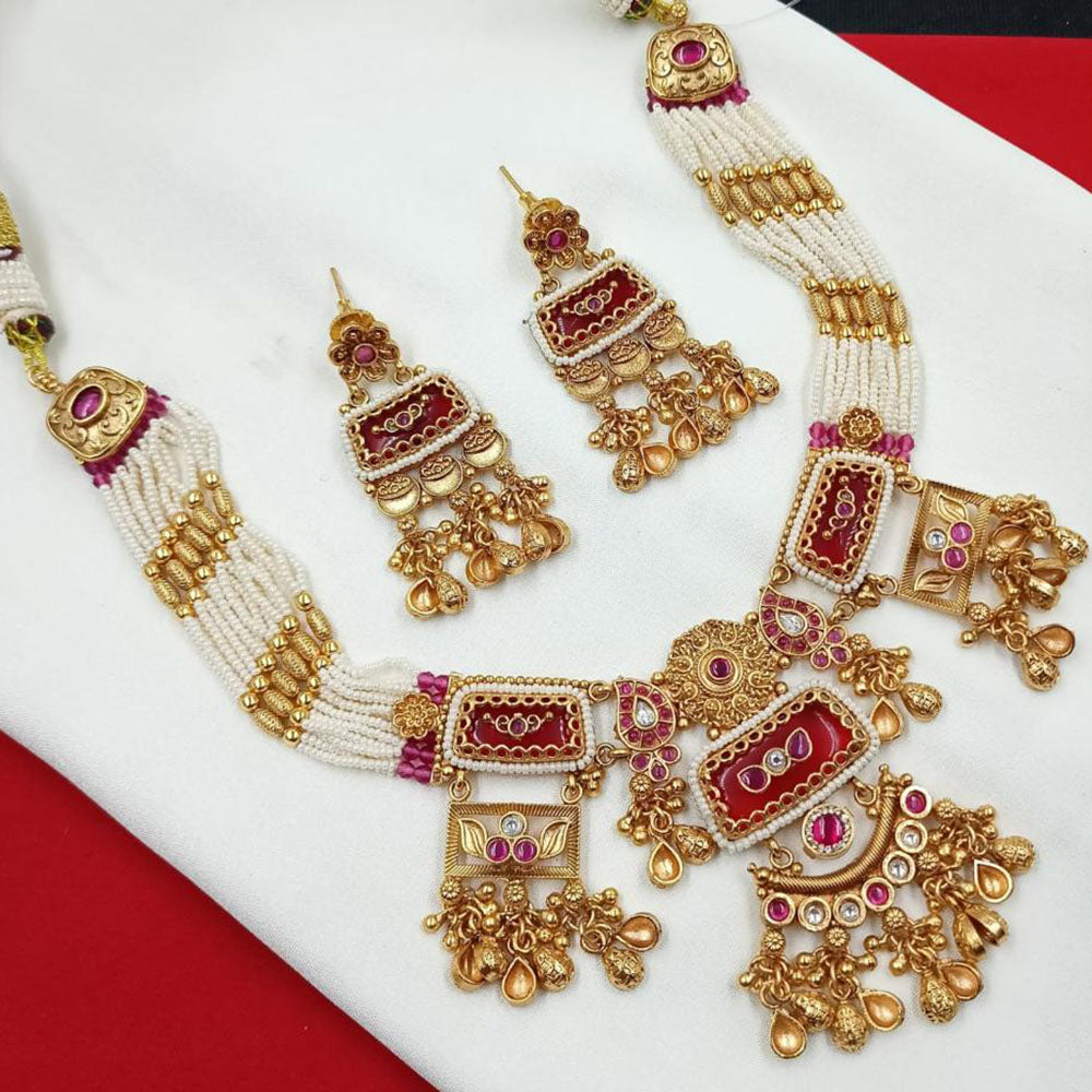 NAFJ Pota Stone Necklace Set with Antique Copper Plating