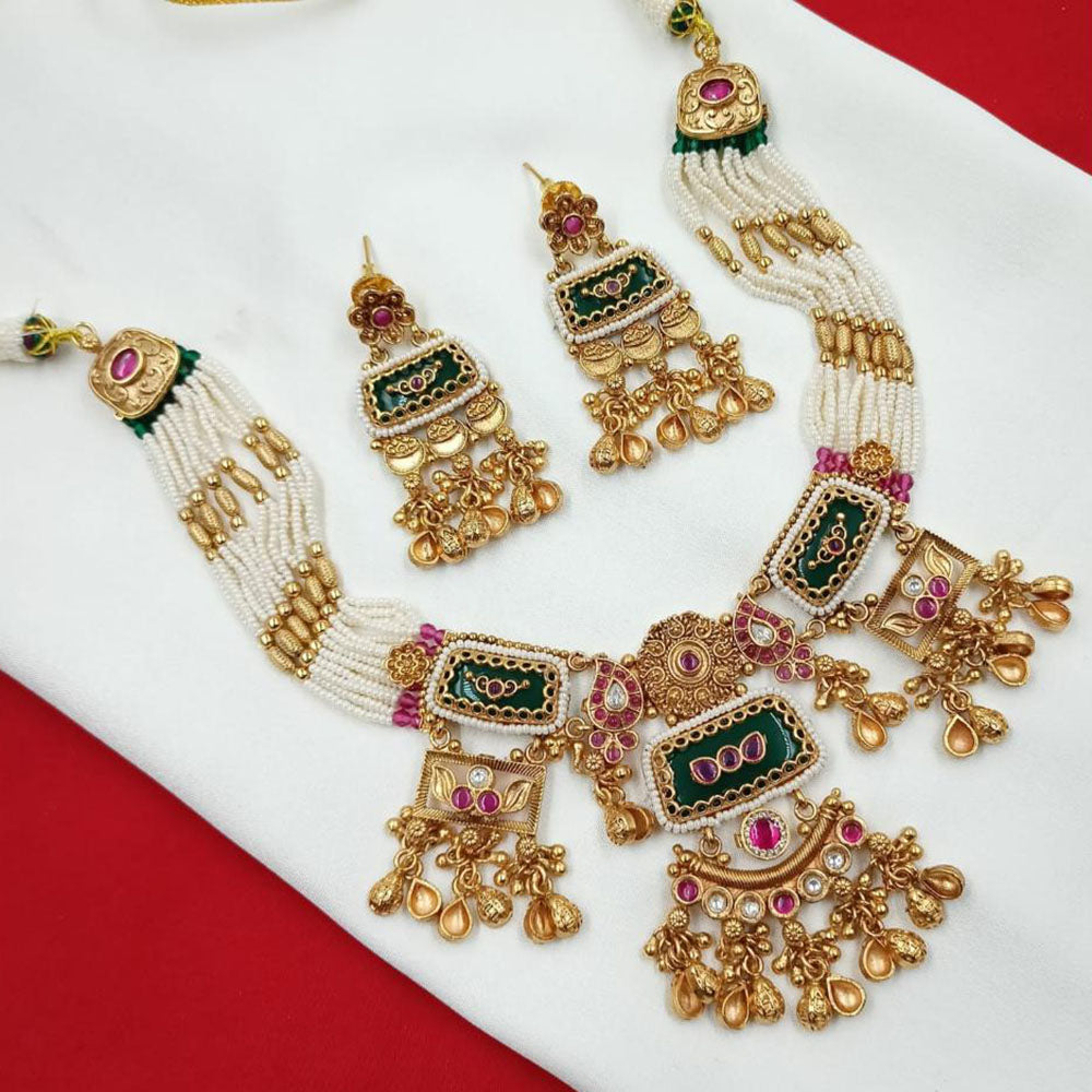 NAFJ Pota Stone Necklace Set with Antique Copper Plating