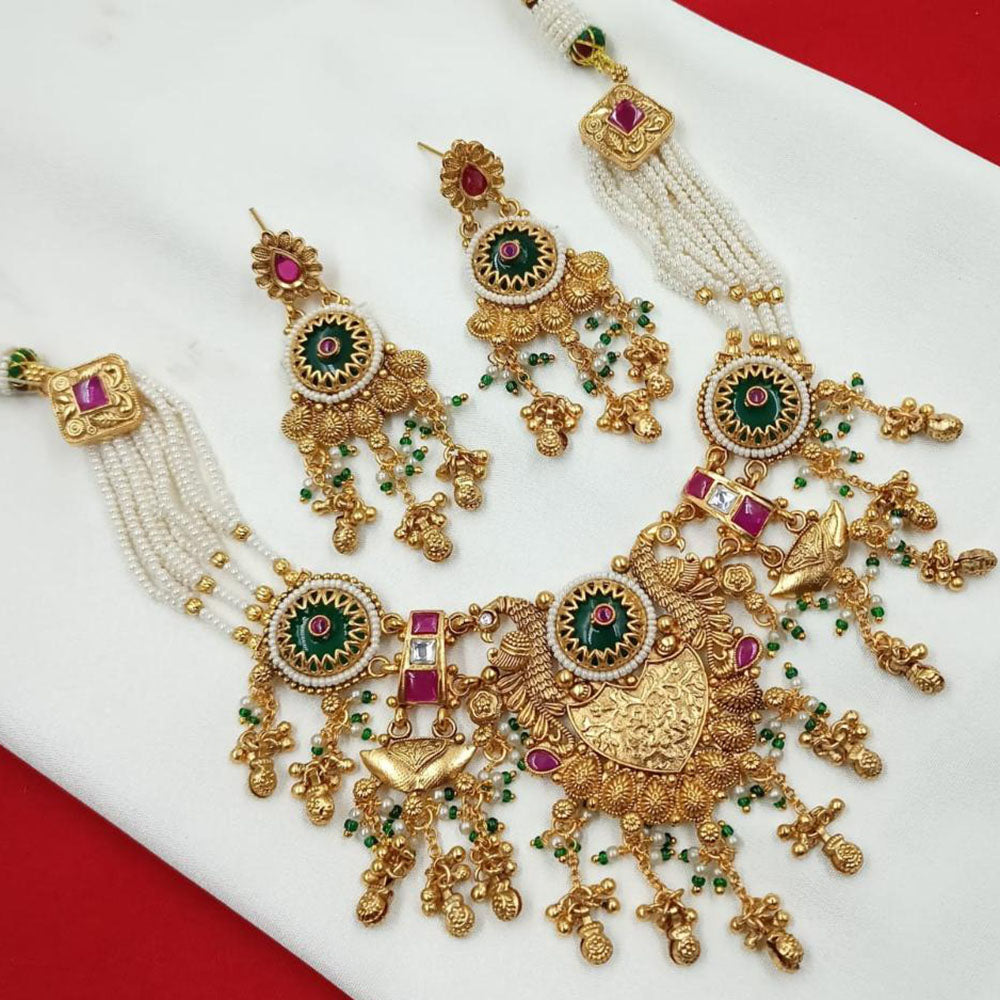NAFJ Pota Stone Necklace Set with Antique Copper Plating