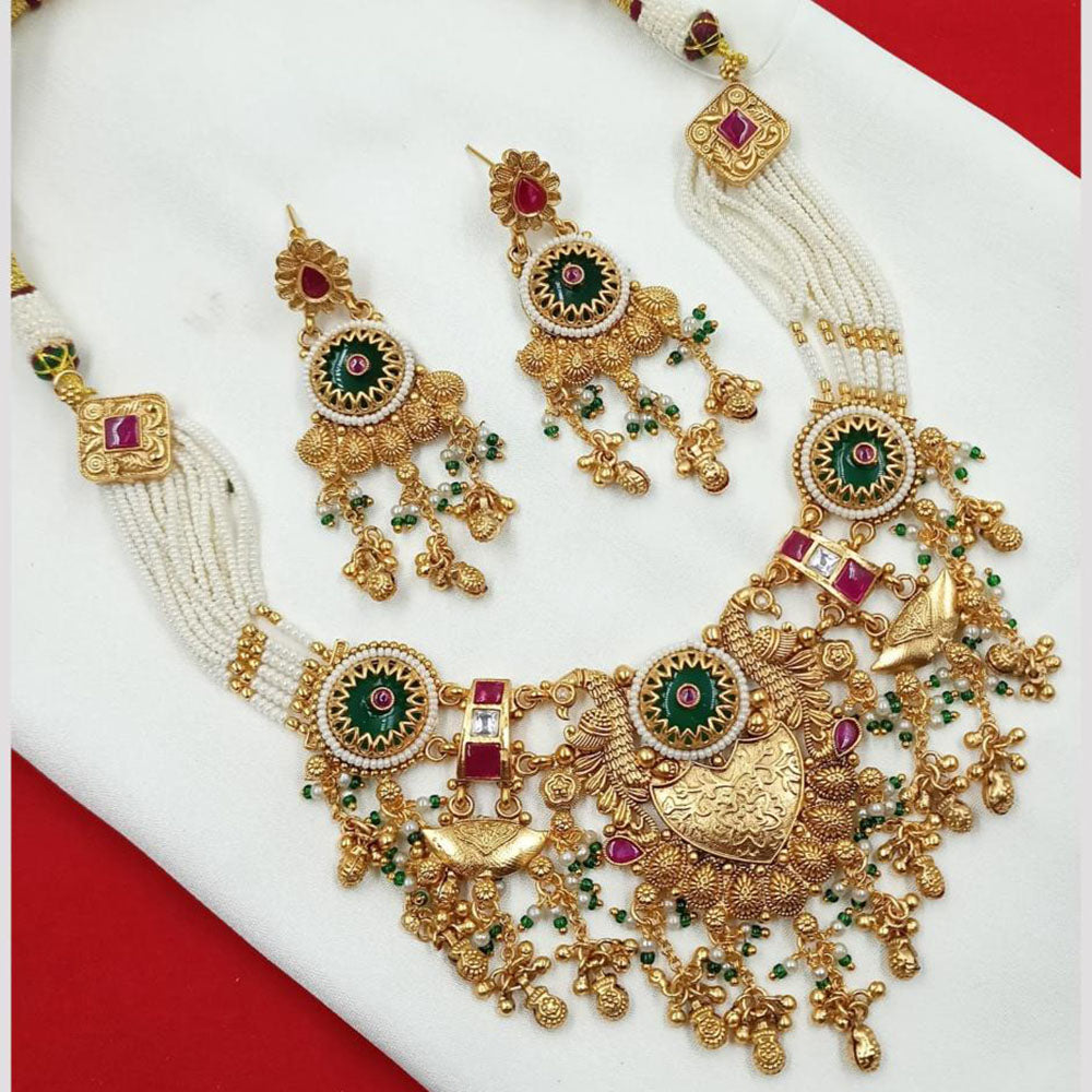 NAFJ Pota Stone Necklace Set with Antique Copper Plating