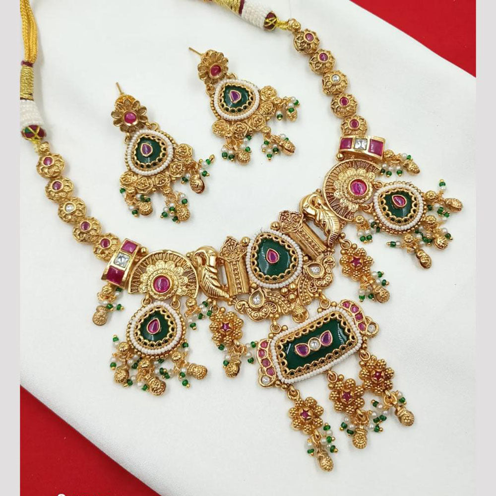 NAFJ Pota Stone Necklace Set with Antique Copper Plating