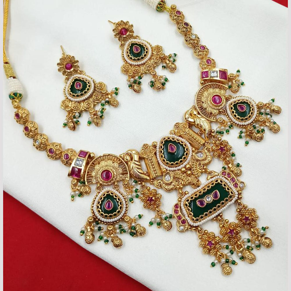 NAFJ Pota Stone Necklace Set with Antique Copper Plating