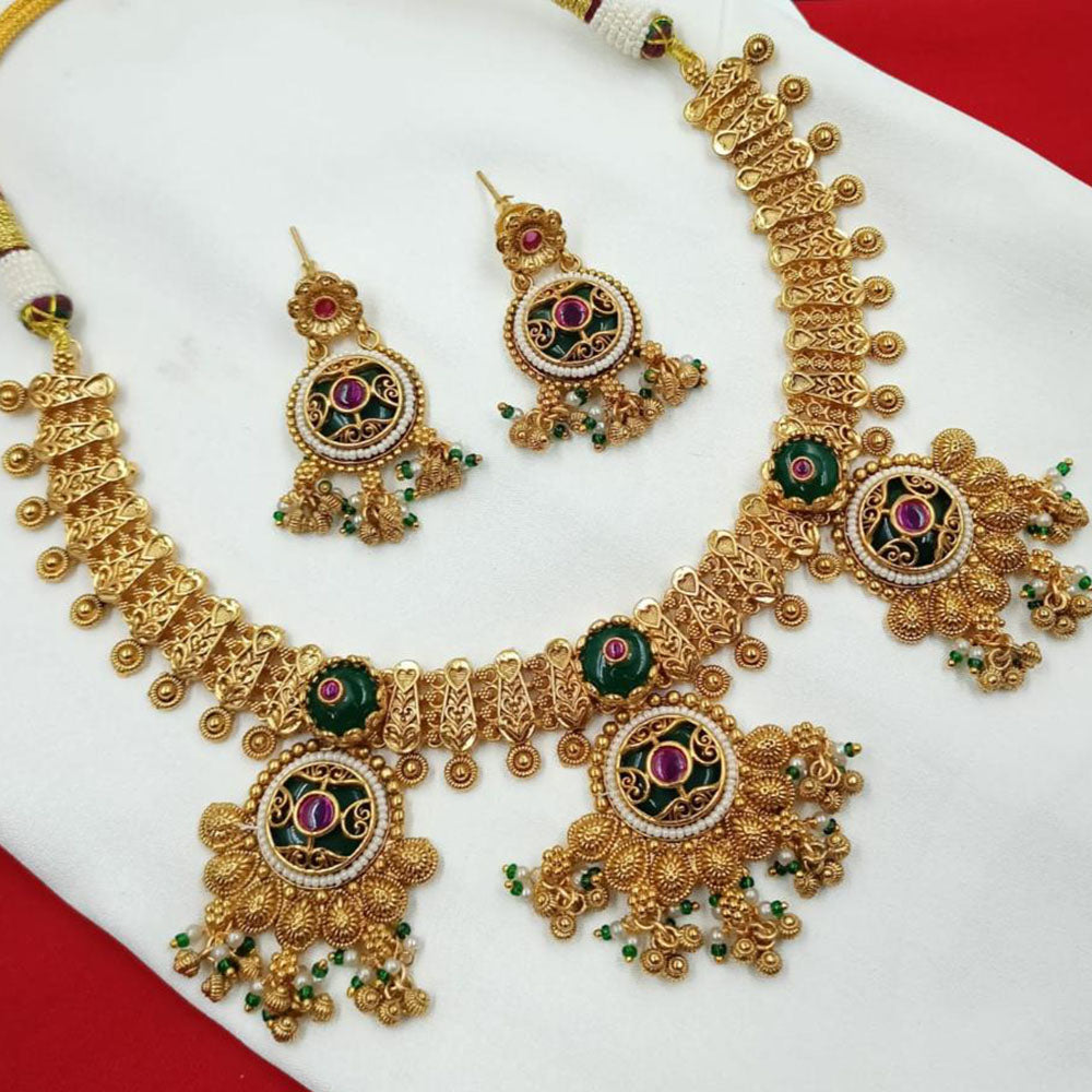NAFJ Pota Stone Necklace Set with Antique Copper Plating