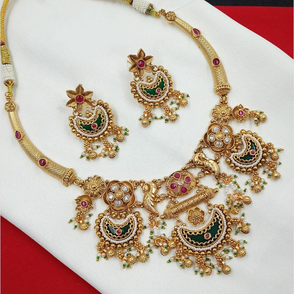 NAFJ Pota Stone Necklace Set with Antique Copper Plating