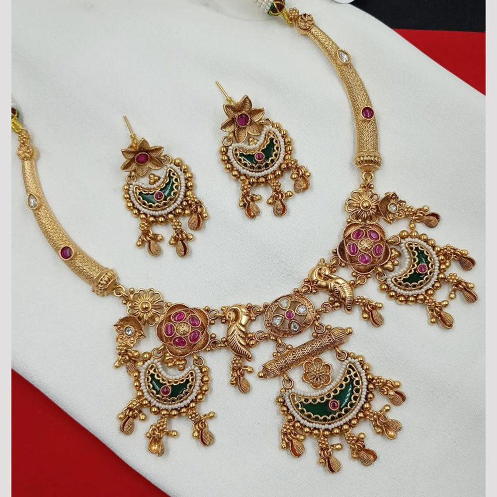 NAFJ Pota Stone Necklace Set with Antique Copper Plating
