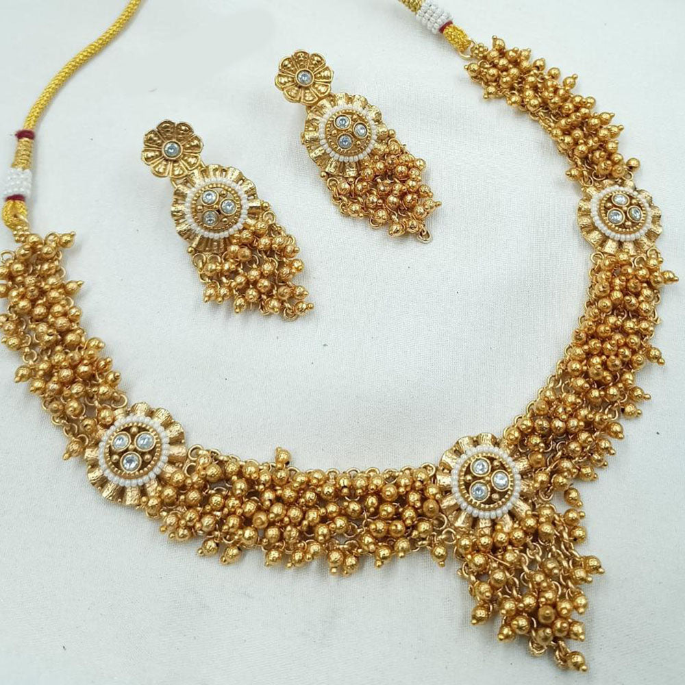 NAFJ Pota Stone Necklace Set with Antique Copper Plating