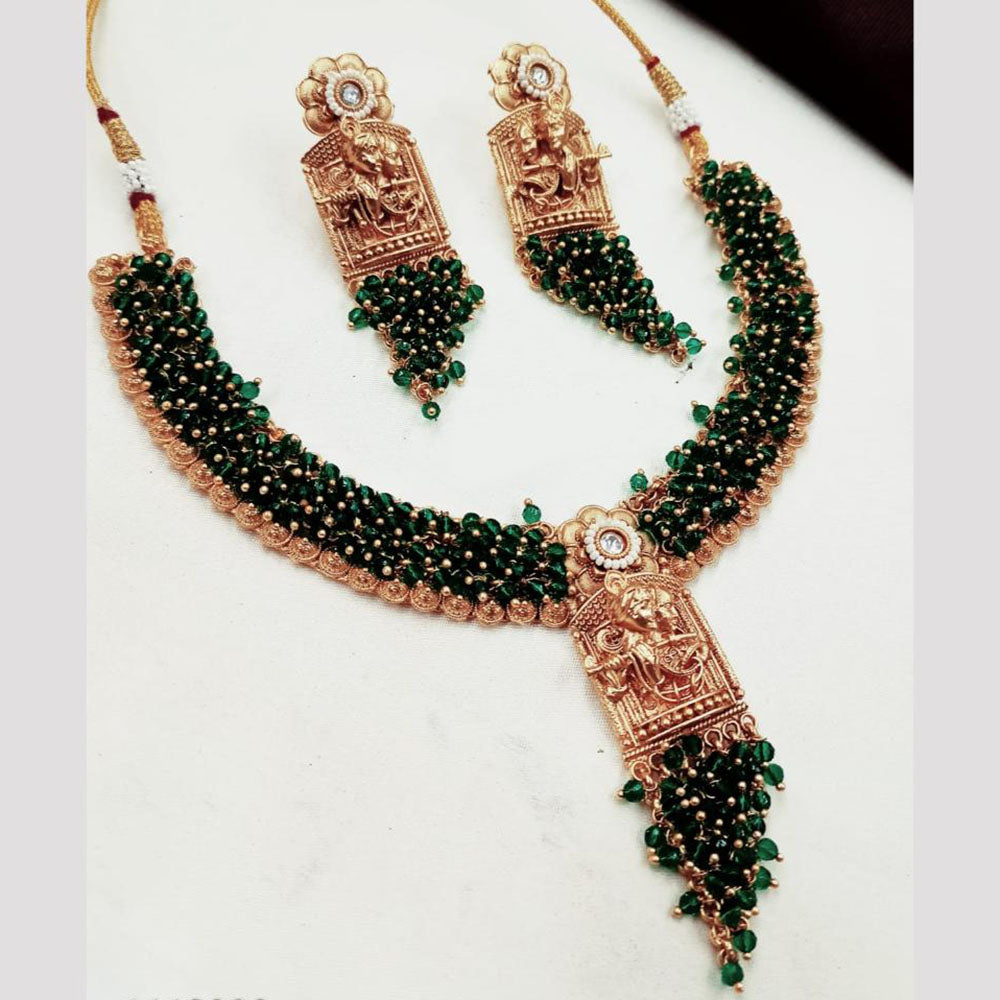 NAFJ Pota Stone Necklace Set with Antique Copper Plating