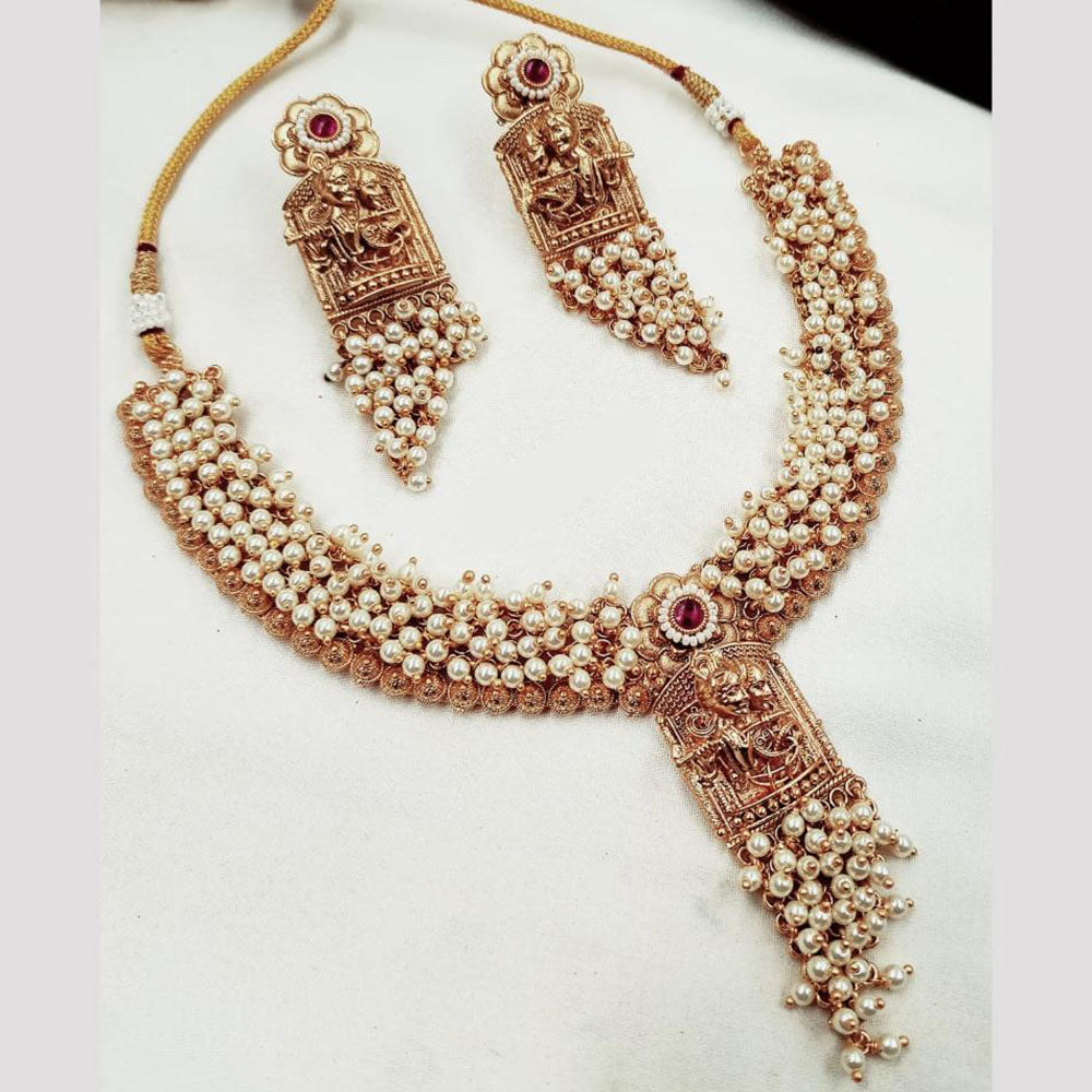 NAFJ Pota Stone Necklace Set with Antique Copper Plating