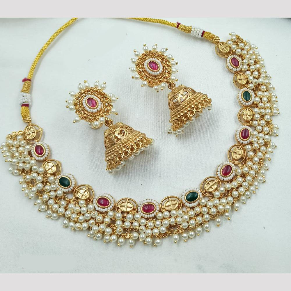 NAFJ Pota Stone Necklace Set with Antique Copper Plating