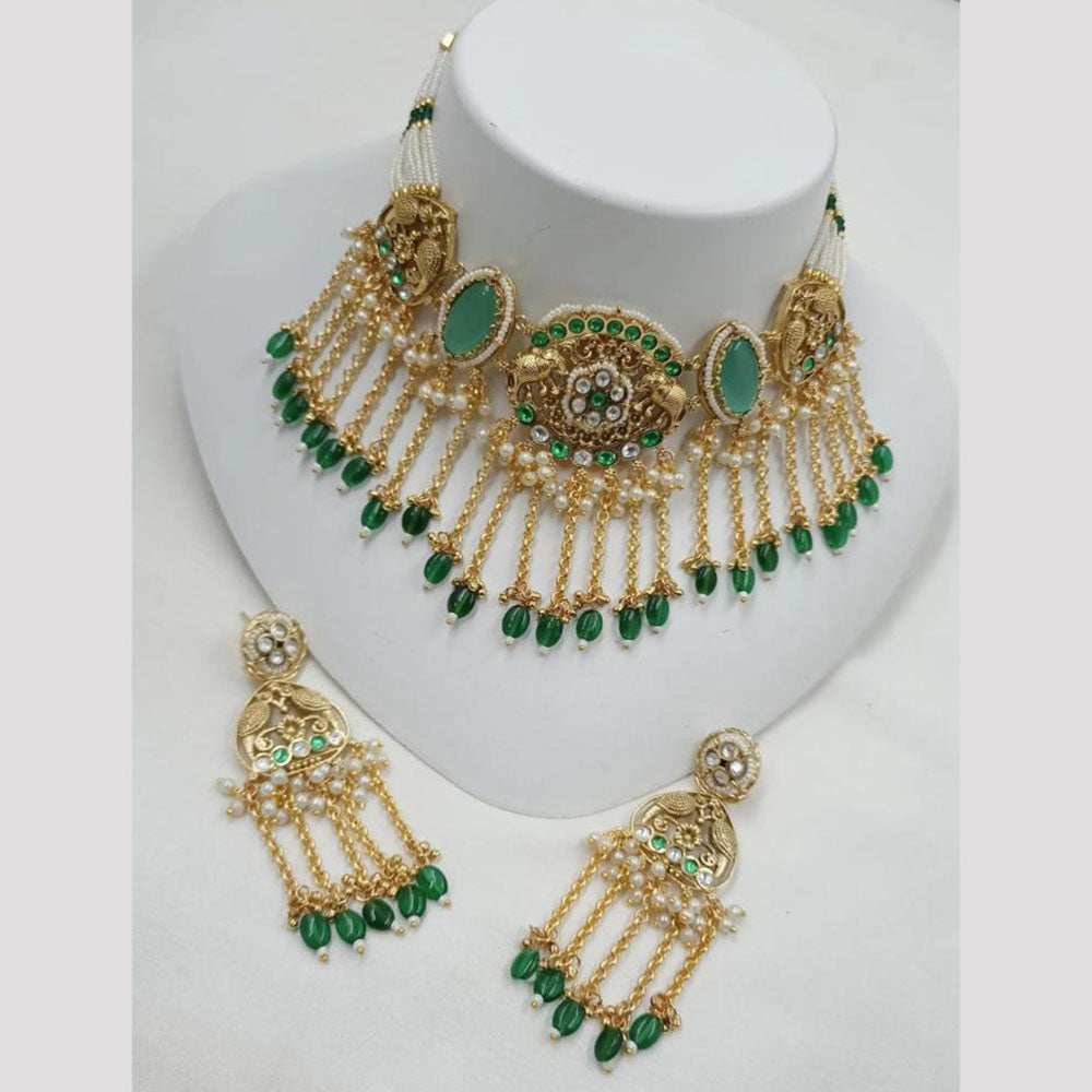 NAFJ Pota Stone Necklace Set with Antique Copper Plating