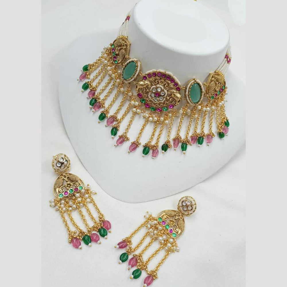 NAFJ Pota Stone Necklace Set with Antique Copper Plating